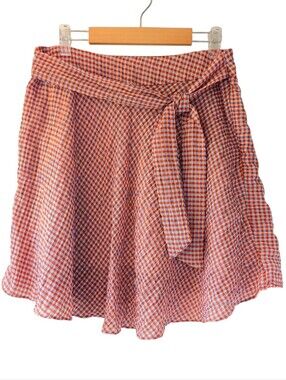 Glamorous Gingham Tie-Waist Mini Skirt